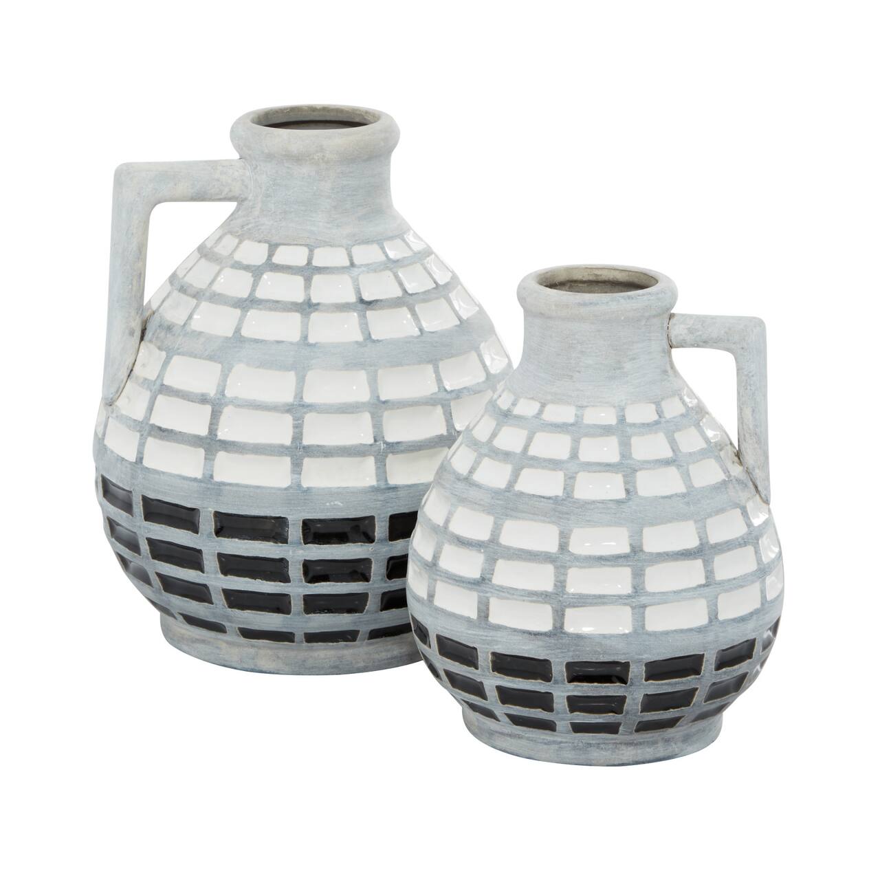 Gray Ceramic Coastal Vase Set